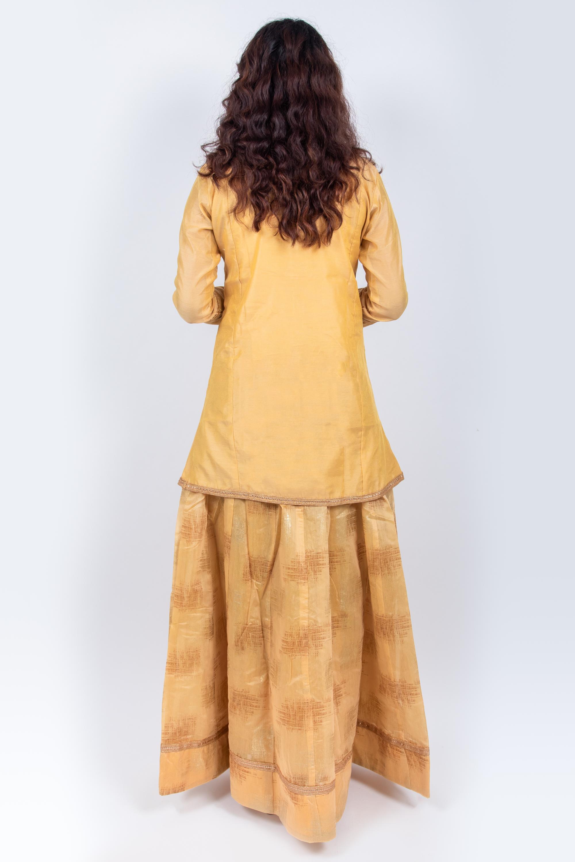 Designer Kurti Skirt Set Jaipur Kurti Green Embroidered Short